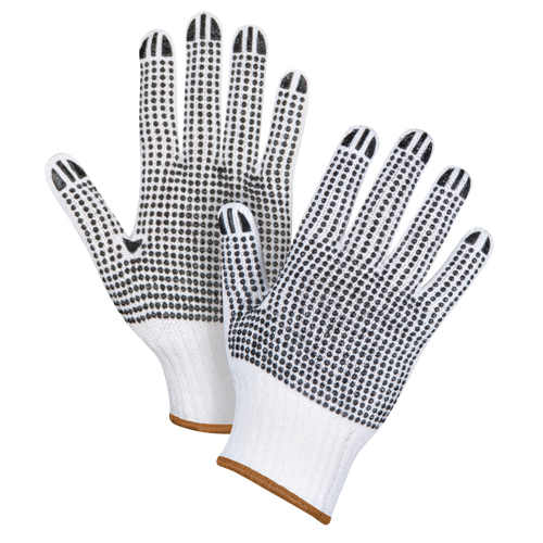 Gants tricot&eacute;s deux c&ocirc;t&eacute;s &agrave; pois, Poly/coton, Deux c&ocirc;t&eacute;s, Calibre 7, Grand Consource