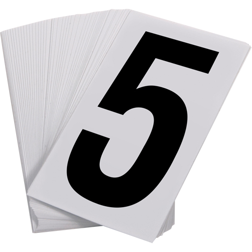 Num&eacute;ros autocollants, 5, 3-1/2" h, Noir sur blanc Consource