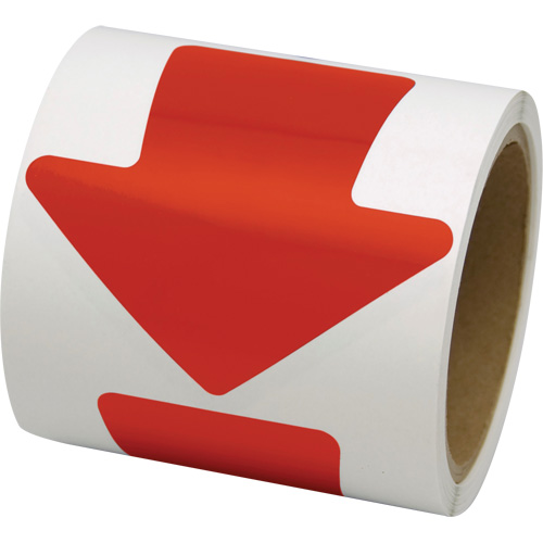 D&eacute;calcomanie en couleur pour le marquage des planchers, Fl&egrave;che, 4" lo x 4" la, Rouge, Vinyle Consource