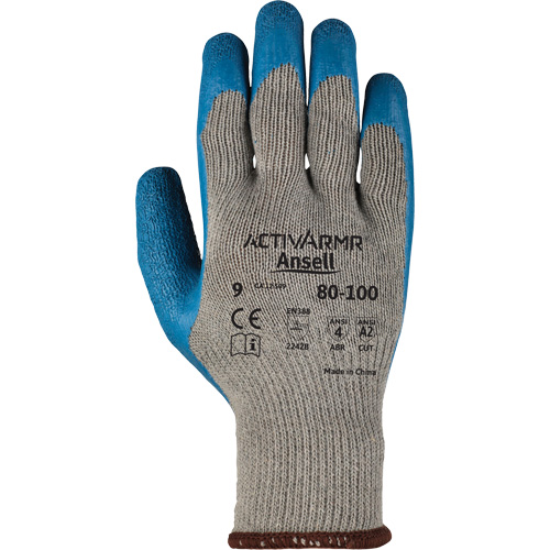 Gants ActivArmr 80-100, 9/Grand, R&ecirc;vetement Latex de caoutchouc, Calibre 10, Enveloppe en Polyester/Coton Consource