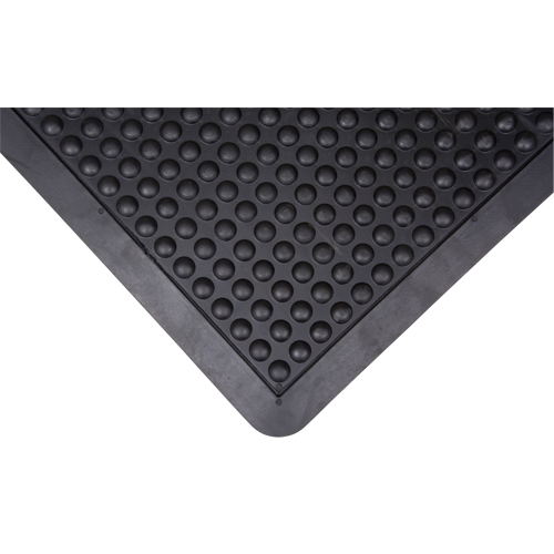 Tapis antifatigue en d&ocirc;me, &agrave; bulles, 2' x 3' x 1/2", Noir, Caoutchouc Consource