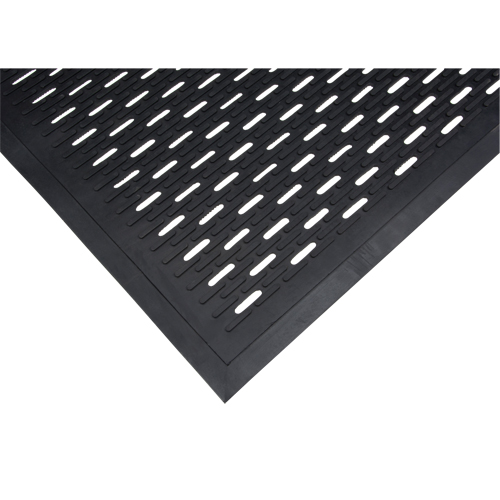 Tapis &agrave; profil bas, Caoutchouc, Grattoir Type, Motif &agrave; fentes, 3' x 5', Noir Consource