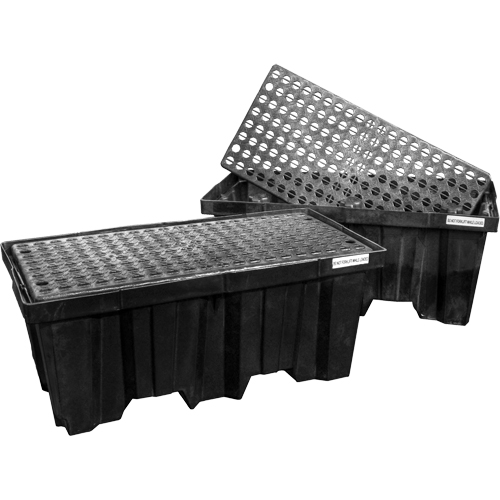 Palettes emboîtables pour contr&ocirc;le des d&eacute;versements, Capacit&eacute; de d&eacute;versement 66 gal. US, 51" x 26" x 21" Consource