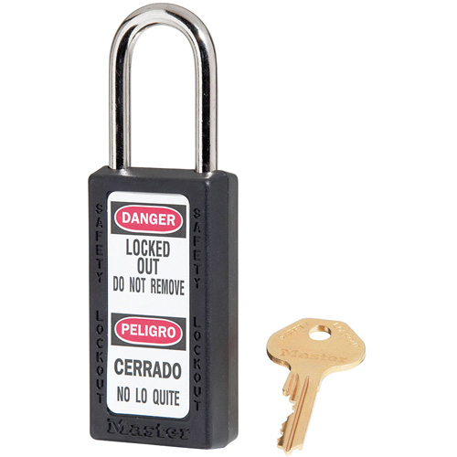 411 Zenex Safety Padlocks, Black, Keyed Alike, Thermoplastic, 1-1/2" Width Consource