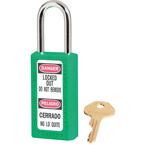 411 Zenex Safety Padlocks, Green, Keyed Alike, Thermoplastic, 1-1/2" Width Consource