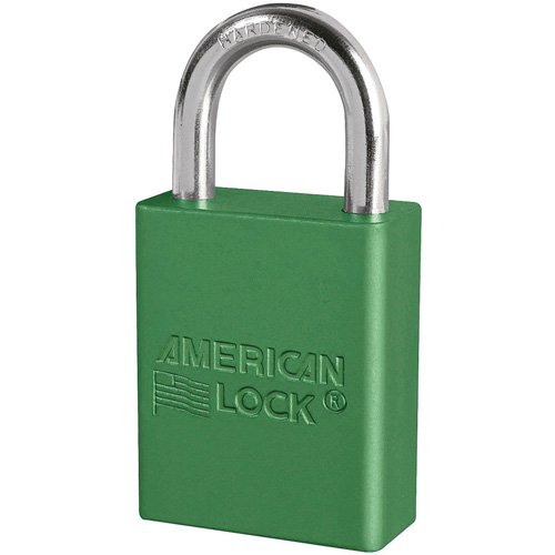 American Lock&reg; Safety Padlocks, Green, Keyed Alike, Aluminum, 1-1/2" Width Consource
