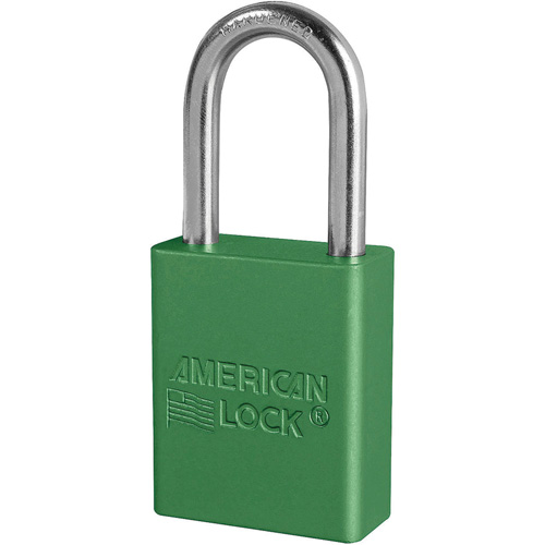 Cadenas de s&eacute;curit&eacute; American Lock, Vert, Cl&eacute;s identiques, Aluminium, Largeur de 1-1/2" Consource