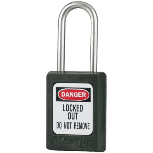 S33 Zenex Safety Padlocks, Black, Keyed Alike, Thermoplastic, 1-3/8" Width Consource