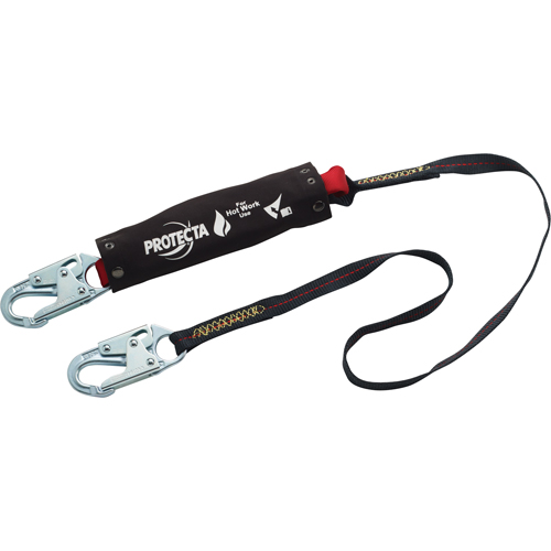Pro Pack Hot Work Shock-Absorbing Lanyard, 6', Snap Hook Center, Snap Hook Leg Ends, Kevlar&reg; Consource