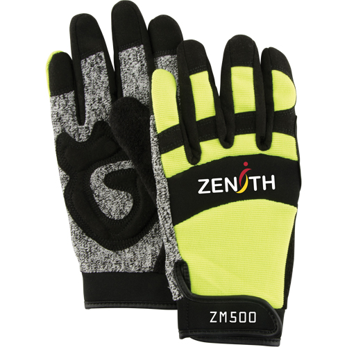 ZM500 High-Visibility Cut-Resistant Mechanic's Gloves, HPPE Palm, Size 2X-Large Consource