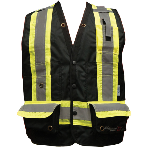 Fire Retardant Surveyor Safety Vest, Black, Small, Polyester Consource