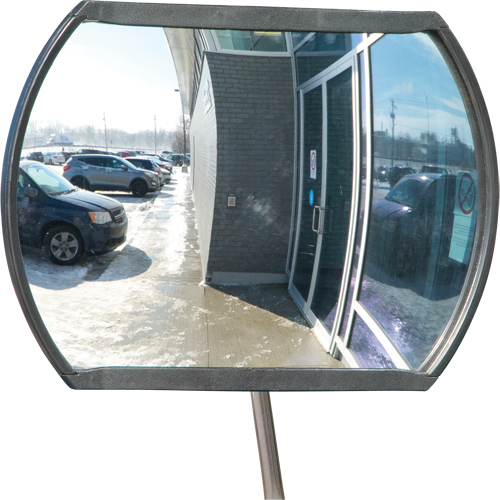Roundtangular Convex Mirror with Telescopic Arm, 12" H x 18" W, Indoor/Outdoor Consource
