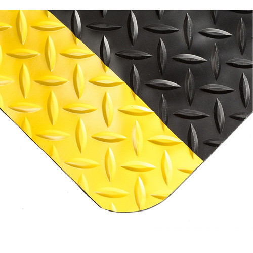Tapis Smart No 497, Losange, 2' x 10' x 1", Noir/Jaune, PVC/Ur&eacute;thane Consource