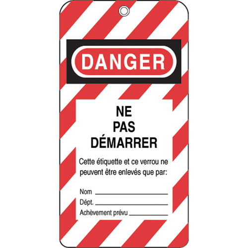 Lockout Tags, Plastic, 3" W x 5-3/4" H, French Consource
