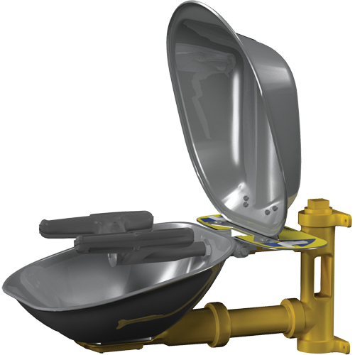 Postes de douche oculaire/faciale Halo, Installation Montage mural, Bol Acier inoxydable Consource