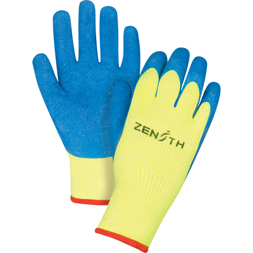 Gants haute visibilit&eacute; doubl&eacute;s d'acrylique & enduits de caoutchouc, 10/T-Grand, R&ecirc;vetement Latex de caoutchouc, Calibre 7, Enveloppe en Tissu &eacute;ponge Consource