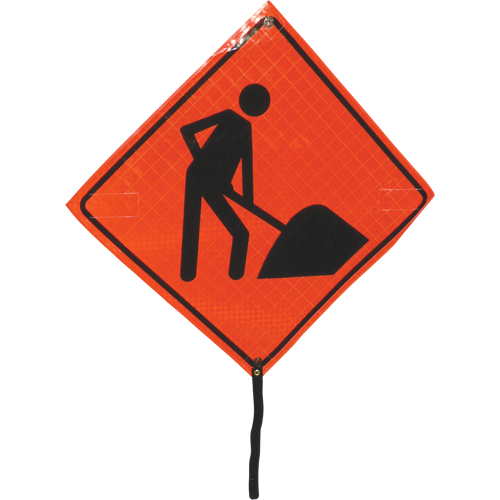 Men At Work Rolled Sign, 24" x 24", Vinyl, Pictogram Consource