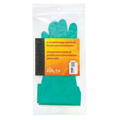 Diamond-Grip Chemical-Resistant Gloves, Size 10, 13" L, Nitrile, Flock-Lined Inner Lining, 13-mil Consource