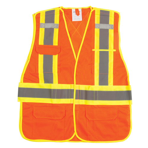 Veste d'arpenteur haute visibilit&eacute;, conforme &agrave; la CSA, Orange haute visibilit&eacute;, T-Grand, Polyester Consource