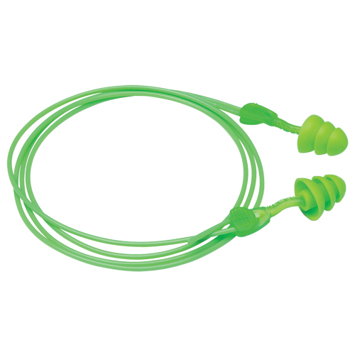 Bouchons d'oreilles r&eacute;utilisables Glide Trio, Avec cordon, Vrac - &agrave; nu, 27 dB NRR, Taille unique Consource