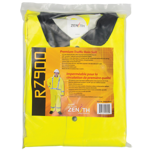 RZ900 Premium Traffic Rain Suit, Polyester/PVC, Medium, Lime-Yellow Consource