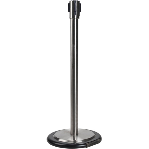 Poteau r&eacute;cepteur pour barri&egrave;res sur pieds pour le contr&ocirc;le des foules avec roues, Hauteur de 35", Acier inoxydable Consource