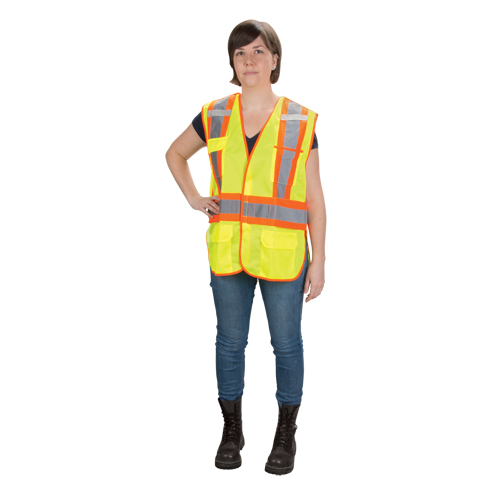CSA Compliant High Visibility Surveyor Vest, High Visibility Lime-Yellow, Medium, Polyester Consource