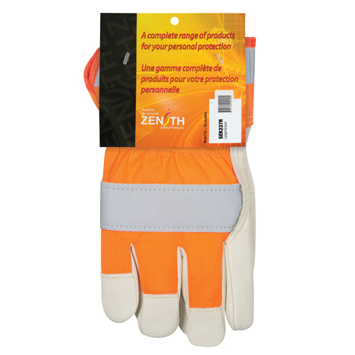 Gants d'ajusteur &agrave; chaleur sup&eacute;rieure orange haute visibilit&eacute;, Grand, Paume en Cuir fleur de vache, Doublure en Thinsulate Consource