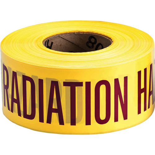 Barricade Tape, English, 3" W x 1000' L, 3 mils, Magenta on Yellow Consource