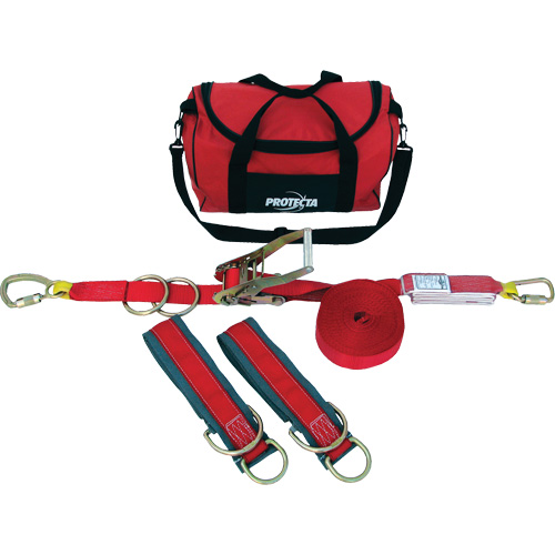 Syst&egrave;me de corde de s&eacute;curit&eacute; horizontale temporaire PRO-Line, 60', Sangles, Pivotant Consource