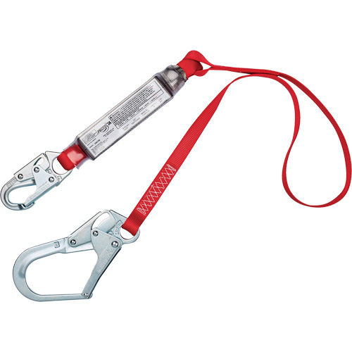 Shock-Absorbing Lanyard, 4', Snap Hook Center, Rebar Hook Leg Ends, Polyester Consource