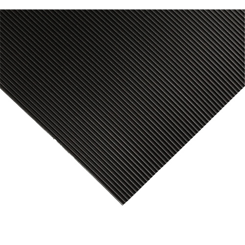 Tapis ondul&eacute; pour tableau de contr&ocirc;le no 702, 2' la x 20' lo, 1/4" &eacute;paisseur, Noir, PVC Consource