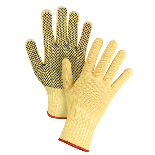 Dotted Seamless String Knit Gloves, Size Small/7, 7 Gauge, PVC Coated, Kevlar&reg; Shell, ASTM ANSI Level A2/EN 388 Level 3 Consource