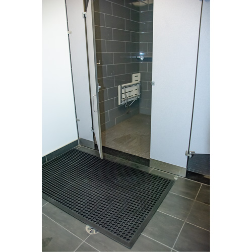 Tapis d'entr&eacute;e ext&eacute;rieure, Caoutchouc, Grattoir Type, Motif Textur&eacute;, 2' x 2-2/3', Noir Consource