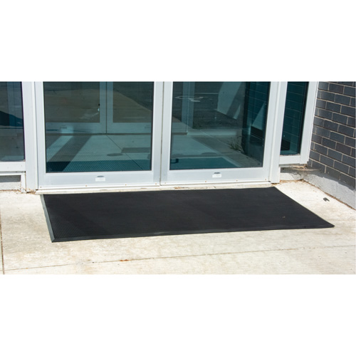 Tapis d'entr&eacute;e ext&eacute;rieure, Caoutchouc, Grattoir Type, Motif Textur&eacute;, 2' x 2-2/3', Noir Consource