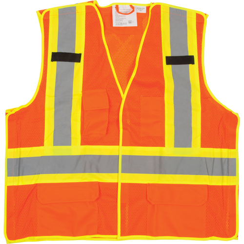 5-Point Tear-Away Premium Safety Vest , High Visibility Orange, Large/X-Large, Polyester Consource