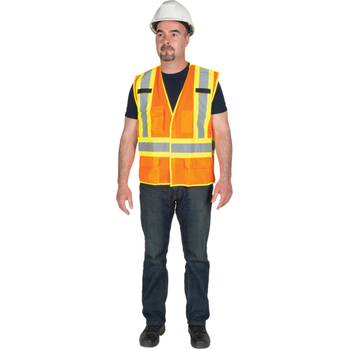 5-Point Tear-Away Premium Safety Vest , High Visibility Orange, Large/X-Large, Polyester Consource