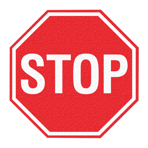 Panneau de signalisation au sol  Stop , Adh&eacute;sif, Anglais avec pictogramme Consource
