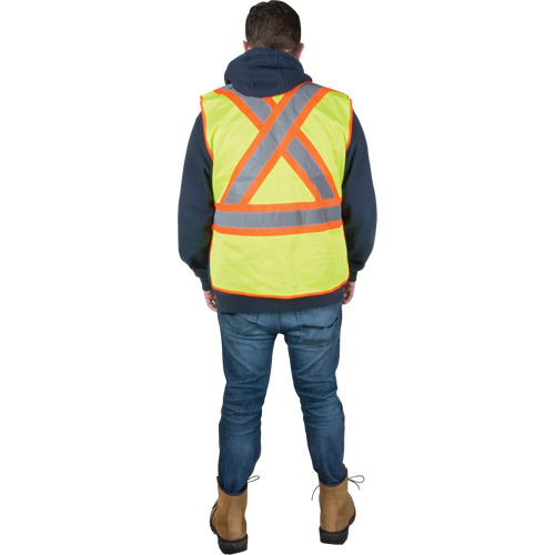 Flame-Resistant Surveyor Vest, High Visibility Lime-Yellow, X-Large, Polyester Consource