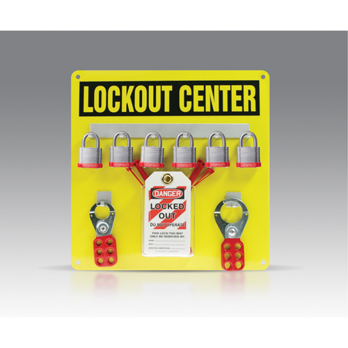 Trousse de plaquette de suspension, Cadenas Acier lamin&eacute;, Capacit&eacute; de 6, Cadenas Compris Consource