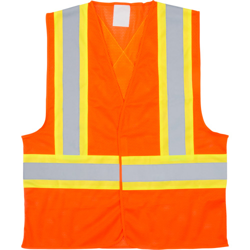 Traffic Safety Vest, High Visibility Orange, Medium, Polyester Consource