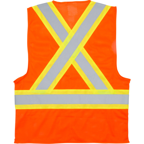 Traffic Safety Vest, High Visibility Orange, Medium, Polyester Consource