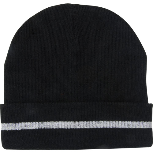 Bonnet en tricot avec bande r&eacute;fl&eacute;chissante argent&eacute;e, Taille unique, Noir Consource