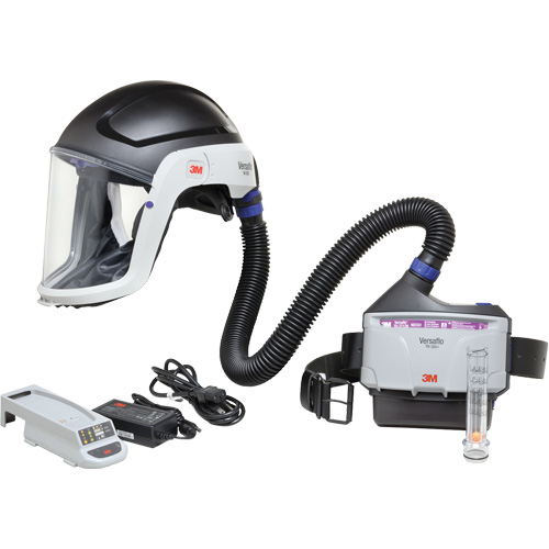 Ensemble APR &agrave; &eacute;puration d'air motoris&eacute; pour industrie lourde Versaflo, Capuchon & visi&egrave;re, Pile Lithium-ion Consource