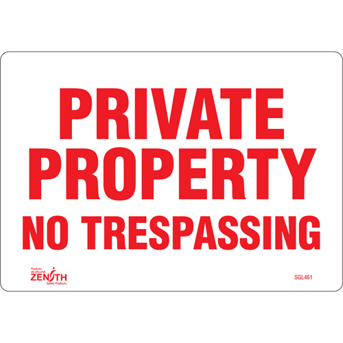 Enseigne Private Property, 7" x 10", Vinyle, Anglais Consource