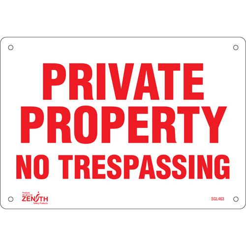 Enseigne Private Property, 7" x 10", Aluminium, Anglais Consource