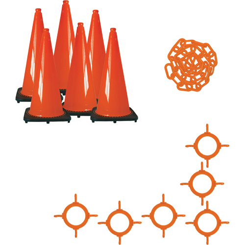 Traffic Cone & Chain Kit, 28", Orange Consource