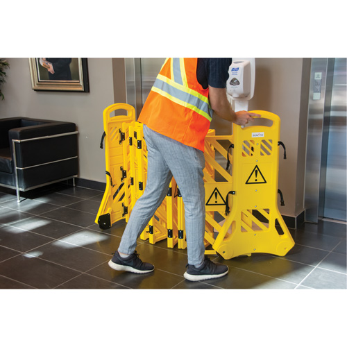 Portable Mobile Barrier, 40" H x 13' L, Yellow Consource