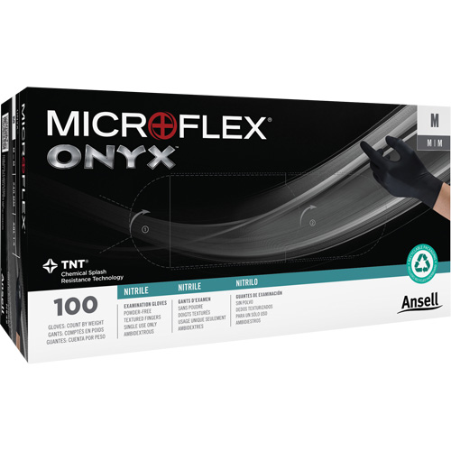 Onyx&reg; Gloves, Small, Nitrile, 3.5-mil, Powder-Free, Black Consource