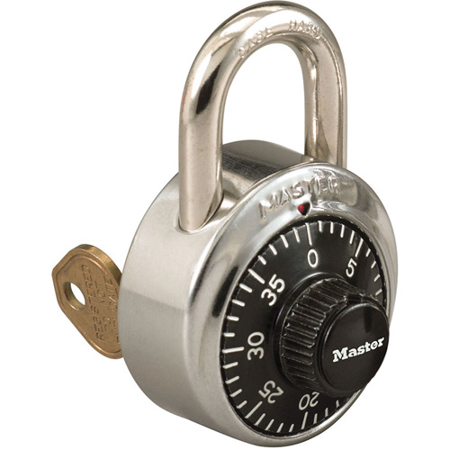 Cadenas de s&eacute;rie 1525 avec cl&eacute; de contr&ocirc;le en option, Combinaison, Acier inoxydable, Largeur de 1-7/8" Consource